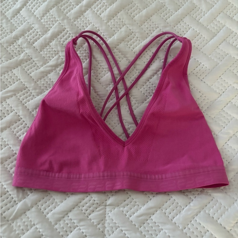 Pink Fabletics sports bra